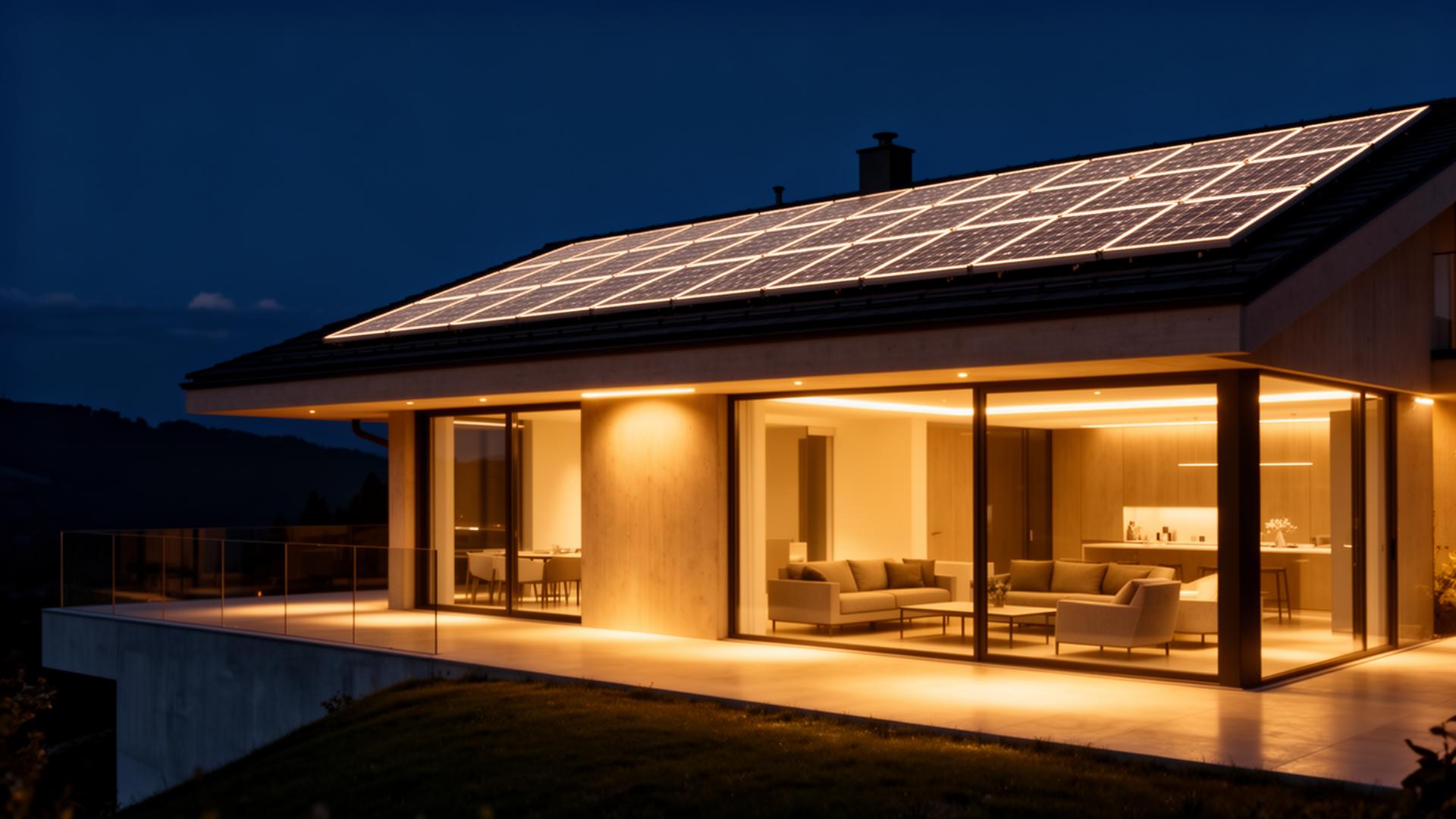 Moderne Photovoltaik Solaranlage auf Schweizer Hausdach